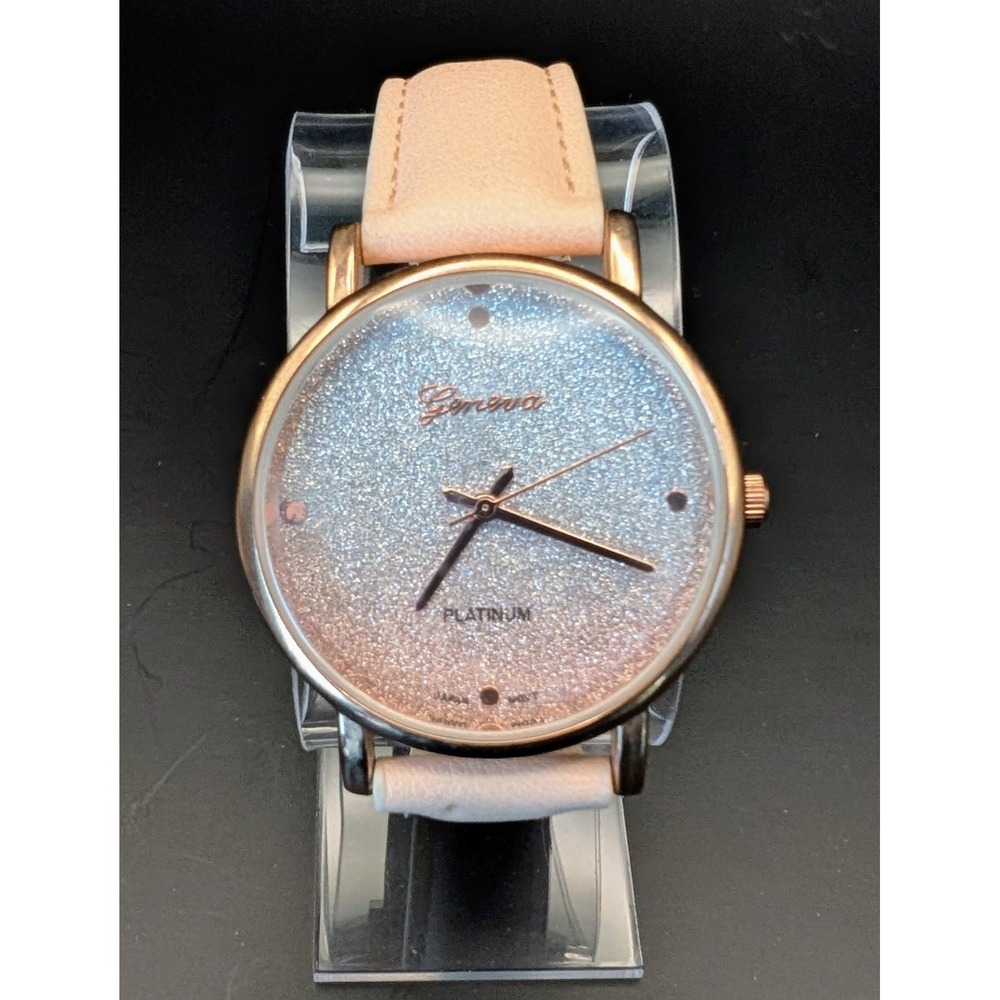 Glitter Dial Geneva Platinum Women's Watch NEW Battery
